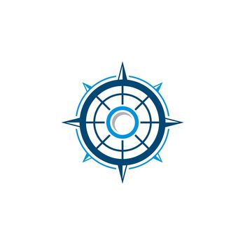 Blue Line Compass Rose Logo Template Illustration Design. Vector EPS 10.