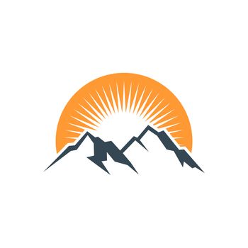 Sun and mountain logo template Illustration Design. Vector EPS 10.