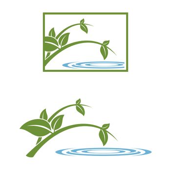 Green Leaf and Water Logo Template Illustration Design. Vector EPS 10.
