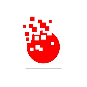 Red Circle Pixel Spread Logo Template Illustration Design. Vector EPS 10.