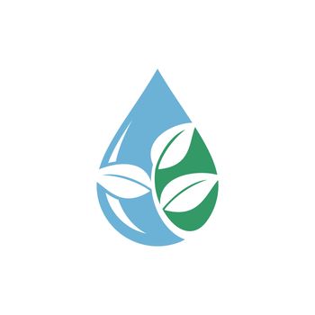Drop Water Green Leaves Logo Template Illustration Design. Vector EPS 10.
