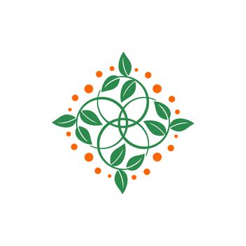 Ornamental Green Leaves Logo Template Illustration Design. Vector EPS 10.