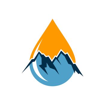 Mountain and drop water logo template illustration design. Vector EPS 10.