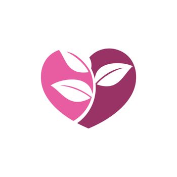 Leaf and Heart Logo Template Illustration Design. Vector EPS 10.