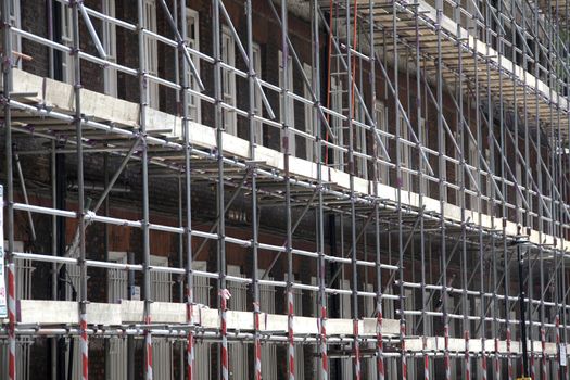 Scaffolding on a building undergoing construction work