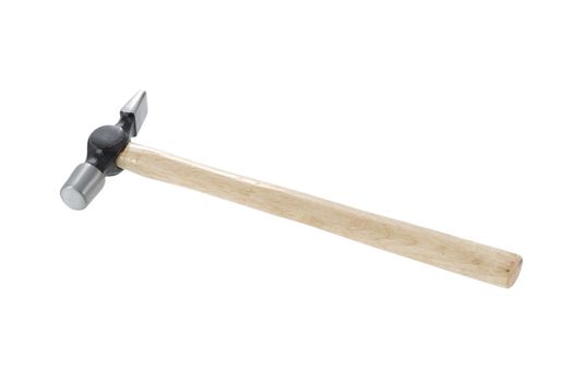 Pin hammer with wood shaft isolated on a white background