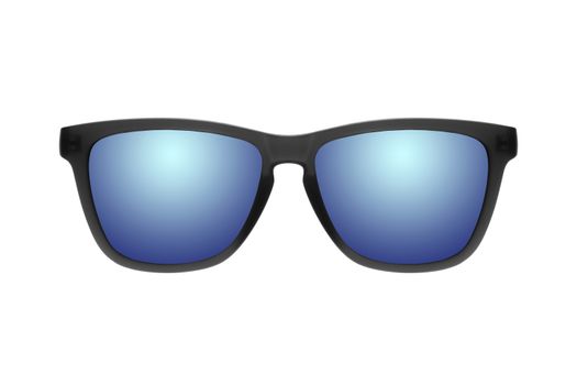 Sunglasses with blue lenses isolated on white background