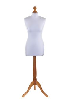 A Tailors dummy mannequin on white with clipping path