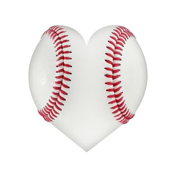 A Heart shaped baseball isolated on a white background with clipping path