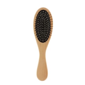 A wood hairbrush isolated on white with clipping path
