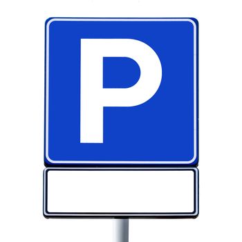 Parking traffic sign on white background with space for text
