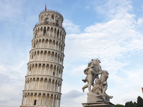The leaning tower of Pisa and Piazza dei Miracoli in a sunny day - The Miracle Square, the Leaning Tower and the Cathedral is visited everyday by thousand of tourists - Pisa, Tuscany, Italy