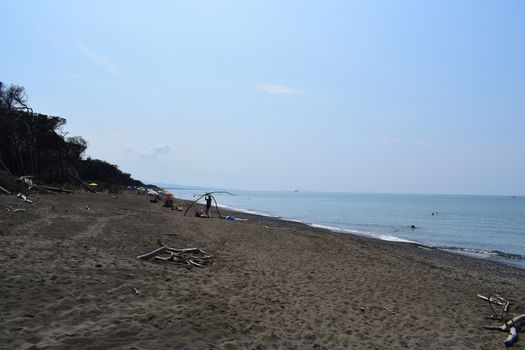 Beach and sea of Marina di Cecina, Maremma, Tuscany, Italy, Europe