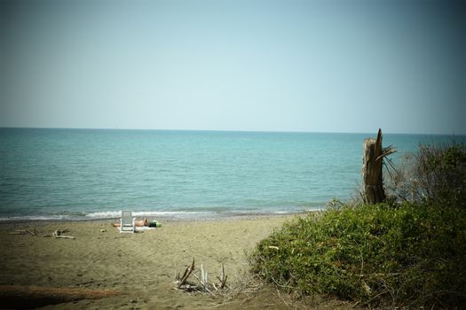 Beach and sea of Marina di Cecina, Maremma, Tuscany, Italy, Europe