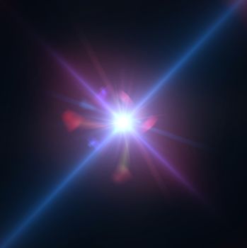 star with lens flare and bokeh effect made in 3d software