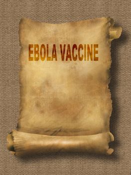 word ebola vaccine on paper scroll made in 2d software