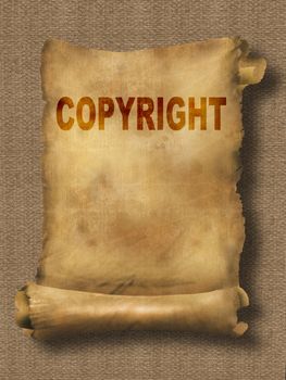 word copyright on paper scroll made in 2d software