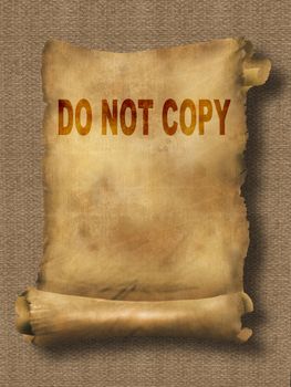 word do not copy on paper scroll made in 2d software