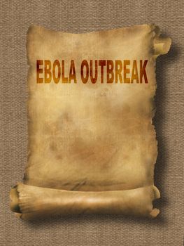 word ebola outbreak on paper scroll made in 2d software