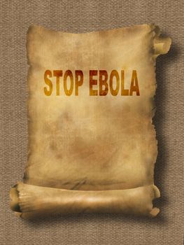 word  stop ebola on paper scroll made in 2d software