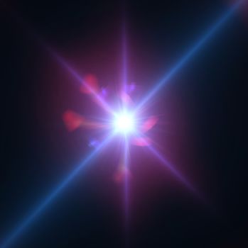 star with lens flare and bokeh effect made in 3d software