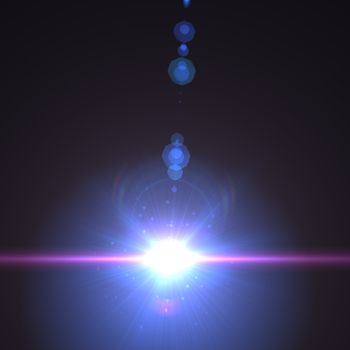 star with lens flare and bokeh effect made in 3d software