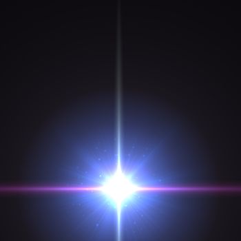 star with lens flare and bokeh effect made in 3d software