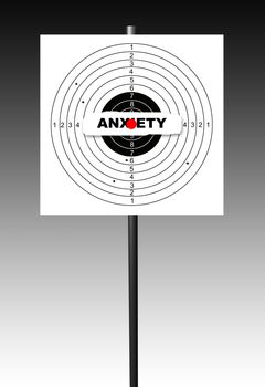 Shooting target with word anxiety made in 2d software