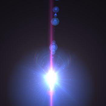 star with lens flare and bokeh effect made in 3d software