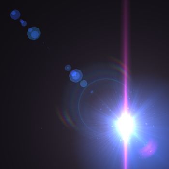 star with lens flare and bokeh effect made in 3d software