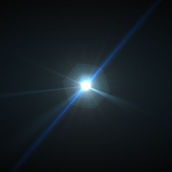 star with lens flare and bokeh effect made in 3d software