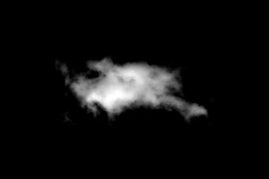 Cloud isolated on a black background for making texture brushes monochrome image