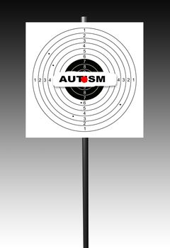Shooting target with word AUTISM made in 2d software