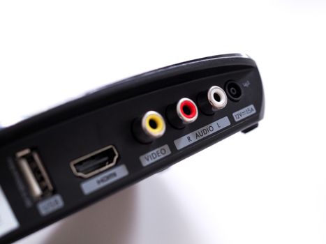 Select focus with TV receiver port input connectors of smart TV, Connection port with Set-top box.