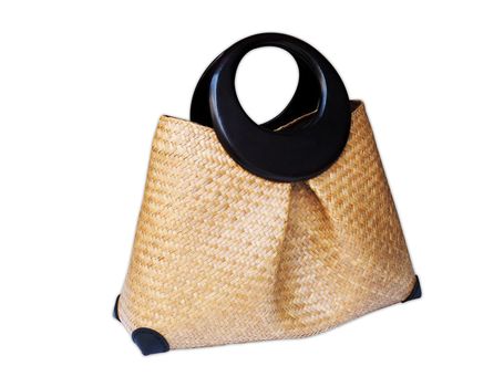 Handmade krajood bag made with natural bulrush plant, Thai style design. Traditional handbag fashion