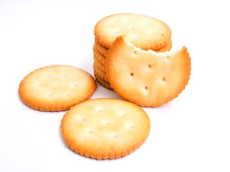 Bread biscuit cracker isolated on white background.