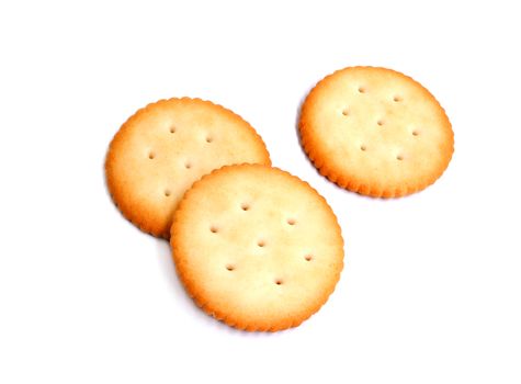 Bread biscuit cracker isolated on white background.