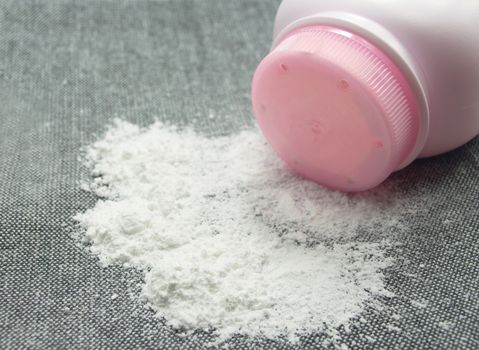 Baby talcum powder container on blue background