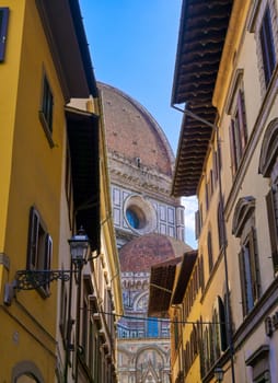 The Florence Cathedral from the streets of Florence, Italy.