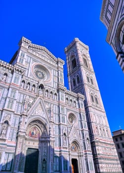 The Florence Cathedral from the streets of Florence, Italy.