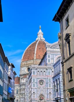 A daytime view of the Florence Cathedral located in Florence, Italy.