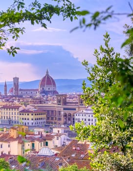 A daytime view of the Florence Cathedral located in Florence, Italy.