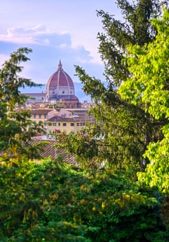 A daytime view of the Florence Cathedral located in Florence, Italy.