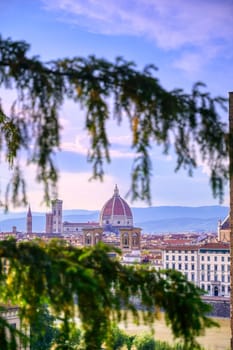 A daytime view of the Florence Cathedral located in Florence, Italy.