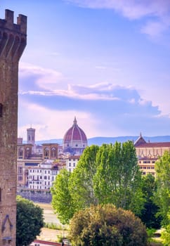 A daytime view of the Florence Cathedral located in Florence, Italy.