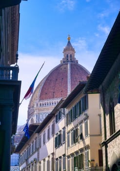 A daytime view of the Florence Cathedral located in Florence, Italy.