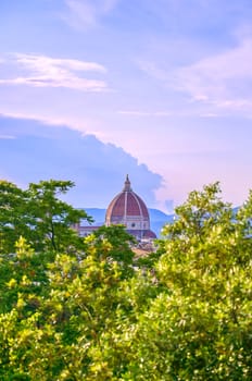 A daytime view of the Florence Cathedral located in Florence, Italy.