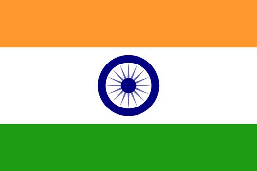 Illustration of Indian National Flag. Tiranga (3 colors - Saffron White and Green) with the navy blue wheel Ashok Chakra