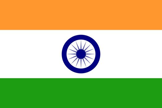 Illustration of Indian National Flag. Tiranga (3 colors - Saffron White and Green) with the navy blue wheel Ashok Chakra