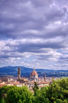 Florence, along the Arno River, in the Tuscany region of Italy.